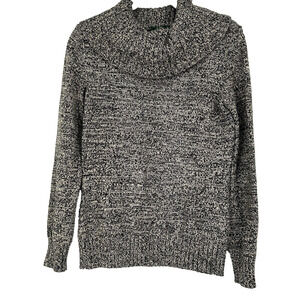 LRL Lauren Ralph Lauren Cowl Neck Sweater Marled Black Beige Long Sleeve Size M